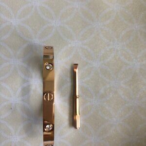 Gold Four-Diamond Stainless Steel Screw Clasp Bangle LOVE Bracelet